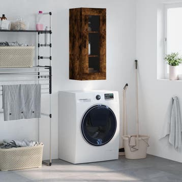 vidaXL Wandkast 34,5x34x90 cm gerookt eikenkleurig, Minder dan 50 cm, Verzenden, Nieuw, Minder dan 100 cm