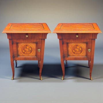 Bijzettafel - Hout, Messing - Luxe fijne marqueterie