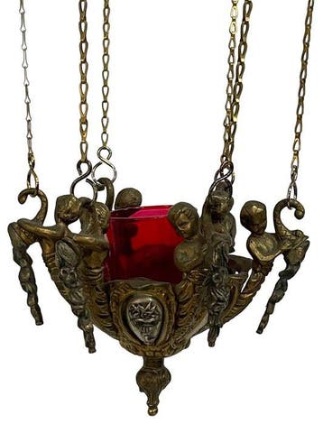 Godslamp - Rococostijl - Brons - Prachtige Godslamp Putti