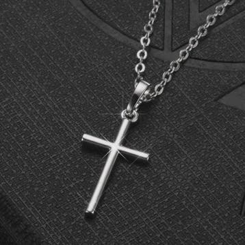 Eenvoudige Christelijke Kruis Ketting - Zilverkleurig, Lange, Verzenden, Nieuw