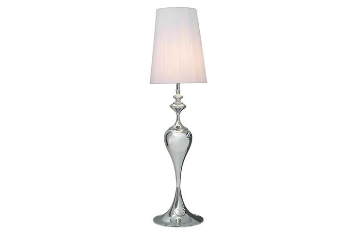 Vloerlamp LUCIE 160 cm wit zilver nylon kap barokstijl wit -, Huis en Inrichting, Lampen | Vloerlampen, Ophalen of Verzenden