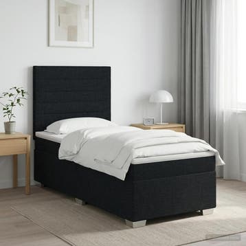 vidaXL Boxspringbed met matras met hoofdeinde Zwart 100 x, Verzenden, Nieuw, Eenpersoons, Zwart