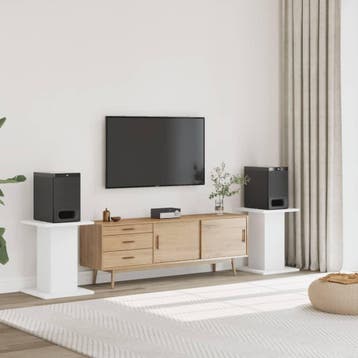 vidaXL Speakerstandaards 2 st 30x30x60 cm bewerkt hout wit, Verzenden, Nieuw