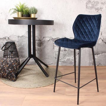 Ruby barkruk velvet 66 cm blauw, Ophalen of Verzenden, Nieuw, Blauw