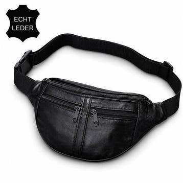 Leren Heuptas Dames / Heren - Buideltas - Fannypack - Plat, Overige merken, Zwart, Nieuw, Ophalen of Verzenden
