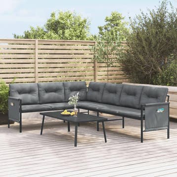 vidaXL 2-delige Loungeset staal antracietkleurig, Verzenden, Nieuw, Rvs, Loungeset