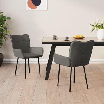 vidaXL Eetkamerstoelen 2 st fluweel donkergrijs, Huis en Inrichting, Stoelen, Verzenden, Nieuw, Grijs