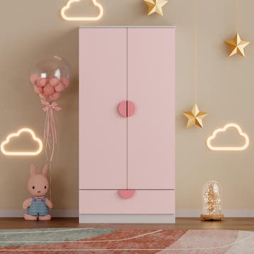 Kinderkast Sandnes kledingkast 123x60x40 cm wit en roze [en., Huis en Inrichting, Kasten | Kledingkasten, Verzenden, Nieuw