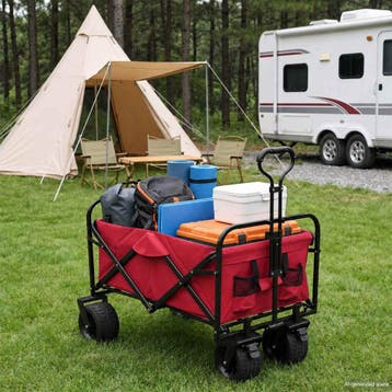 vidaXL Vouwbare winkelwagentje met remmen Rood 89 x 63 x 96, Verzenden, Nieuw