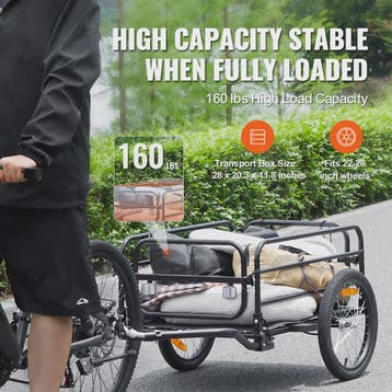 Opvouwbare Fietskar met 160 lbs Laadvermogen en 16" Wielen -, Verzenden, Nieuw