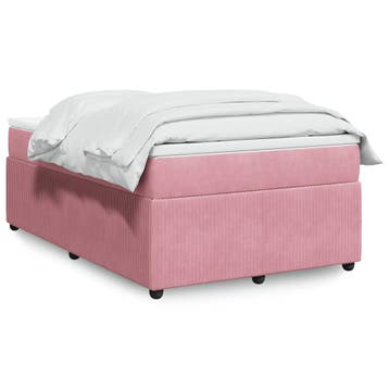 vidaXL Boxspring met matras fluweel roze 120x200 cm, Verzenden, Nieuw, Twijfelaar, 120 cm