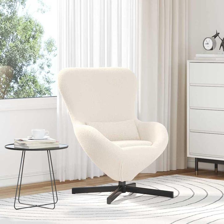 vidaXL Eivormige stoel Crème 63 x 73 x 90 cm Stof, Huis en Inrichting, Fauteuils, Nieuw, Verzenden