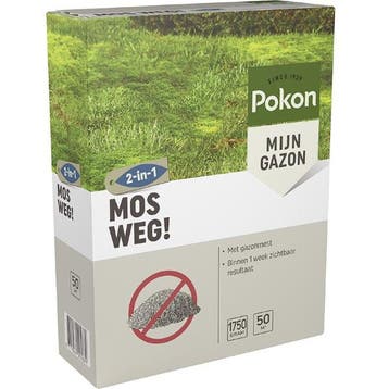 Mosverwijderaar gazon | Pokon | 50 m² (Korrels, 1750 gram), Verzenden, Nieuw