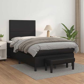 vidaXL Boxspring met matras kunstleer zwart 120x200 cm, Overige materialen, Verzenden, Zwart, Nieuw