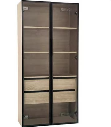 Moderne Boekenkast met LED, 2 Lades en 2 Glazen Deuren, Verzenden, Nieuw