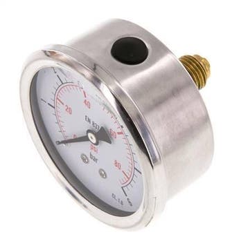 0..6 Bar Glycerine Manometer Achteraansluiting RVS/Messing, Verzenden, Nieuw