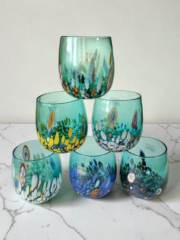MurArt - Drinkset - Glas - Set van zes glazen - Murrine