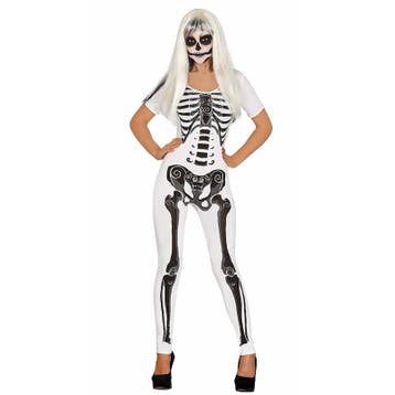 Skelet pak wit voor dames - Halloween kleding overig, Kleding | Dames, Carnavalskleding en Feestkleding, Verzenden, Nieuw