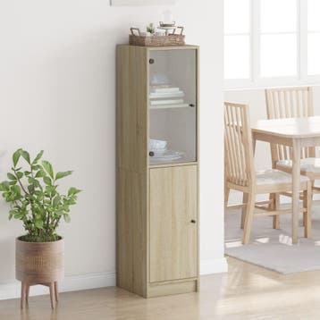vidaXL buffetkast met glazen deur 35x37x142 cm sonoma, Minder dan 50 cm, Verzenden, Nieuw, Minder dan 100 cm