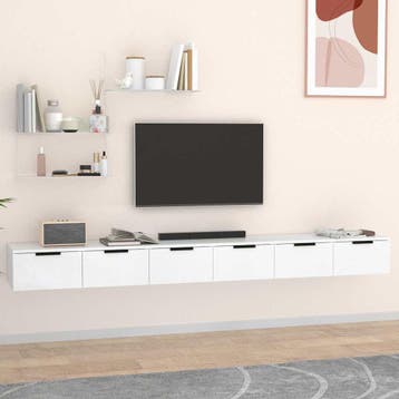 vidaXL Wandkasten 2 st 102x30x20 cm bewerkt hout wit, Verzenden, Nieuw