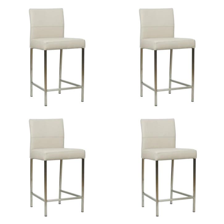 Set van 4 Leren barkrukken Bright laag - Toledo Misty, Huis en Inrichting, Barkrukken, Nieuw, Leer, Ophalen of Verzenden