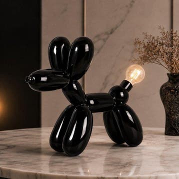sculptuur, Scotty Balloon Dog Tafellamp – Hoogglans Zwart –