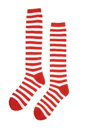 KIMU® Sokken Rood Wit Lange Gestreepte Kousen 36-41 Carnaval, Ophalen of Verzenden, Nieuw, Carnaval