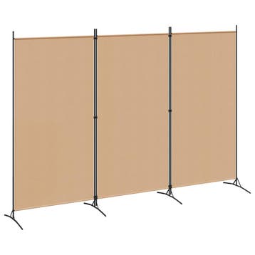vidaXL 3-Panel Room Divider Beige 260 x 180 cm Stof, Verzenden, Nieuw