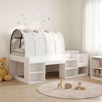 vidaXL Bedframe met tunnel met plank met opslag 3 pcs Wit, Verzenden, Nieuw, Wit, Hout