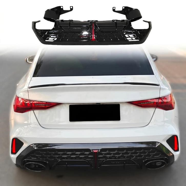 Diffuser With Black Exhaust Tips Voor Audi A3 S Line/S3 8Y, Auto-onderdelen, Carrosserie en Plaatwerk, Ophalen of Verzenden