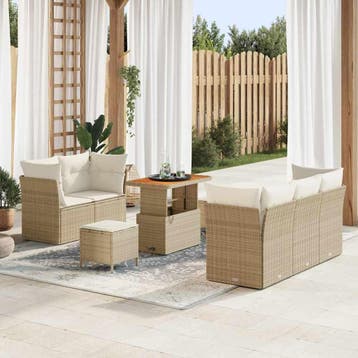 vidaXL Tuin Sofa Set 8 st 5-Aantal zitplaatsen Beige en, Verzenden, Nieuw, 8 zitplaatsen