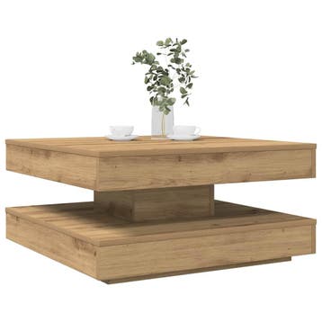 vidaXL Salontafel 360 graden draaibaar 70x70x34,5 cm, 50 tot 100 cm, Verzenden, Nieuw, 50 tot 100 cm