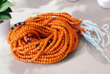 Waist Beads / Afrikaanse Heupketting - Okpara -  Oranje / bl, Ophalen of Verzenden, Nieuw