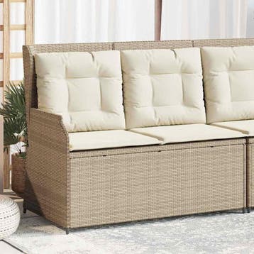 vidaXL Tuinbankje verstelbaar met kussens poly rattan beige, Tuin en Terras, Tuinsets en Loungesets, Verzenden, Nieuw