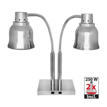 Dubbele warmhoudlamp 250W | RVS | 27x22x65(H) cm CaterChef, Verzenden, Nieuw in verpakking