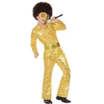 Budget disco pailletten pak goud voor jongens - Jaren 70 d.., Ophalen of Verzenden, Nieuw