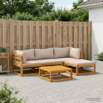 vidaXL Bankstel 5 st Naturel Massief Acaciahout, Tuin en Terras, Verzenden, Nieuw, 5 zitplaatsen