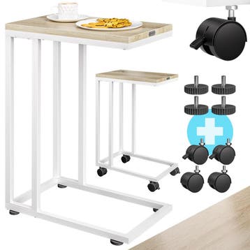 Bijzettafel Wit 50x35x65/70cm met Wieltjes (Meubelen), Verzenden