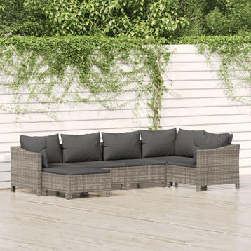 vidaXL 6-delige Loungeset met kussens poly rattan grijs, Verzenden, Nieuw, Loungeset