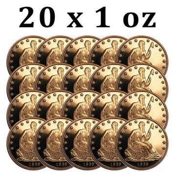 Verenigde Staten. 20 x 1 oz Seated Liberty 999 Fine Copper