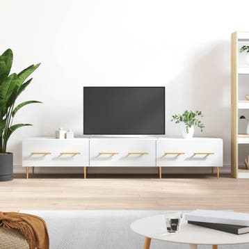 vidaXL Tv-meubel 150x36x30 cm bewerkt hout wit, 100 tot 150 cm, Verzenden, Nieuw, Minder dan 100 cm