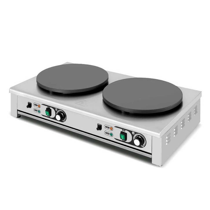 HCB Dubbele crêpe bakplaat - 230V - RVS, Zakelijke goederen, Horeca | Keukenapparatuur, Nieuw in verpakking, Fornuis, Frituur en Grillen