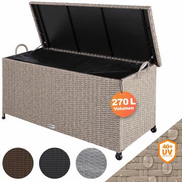 Polyrotan Kussenbox Crème 117x53x60cm met Wielen, Verzenden, Nieuw