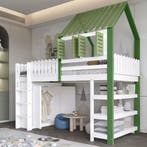 Kinderhoogslaper Met Ladder, Planken en Kast – 90x200 cm, Verzenden, Nieuw