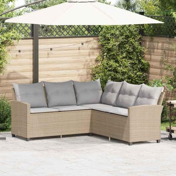vidaXL Loungebank met kussens L-vormig poly rattan beige, Verzenden, Nieuw, Loungeset