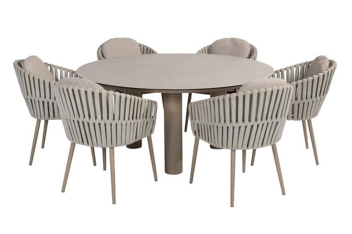 Taste Eva/Donato 6-persoons ronde dining tuinset Ø160 cm. -, Tuin en Terras, Tuinsets en Loungesets, Tuinset, Nieuw, Overige materialen