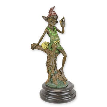 BRONZEN BEELD VAN EEN RUSTENDE KABOUTER (Interieur), Verzenden, Nieuw
