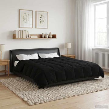 vidaXL Zomer Dekbed Gekwilt Zwart 220 x 240 cm Microfiber, Verzenden, Nieuw, Zwart