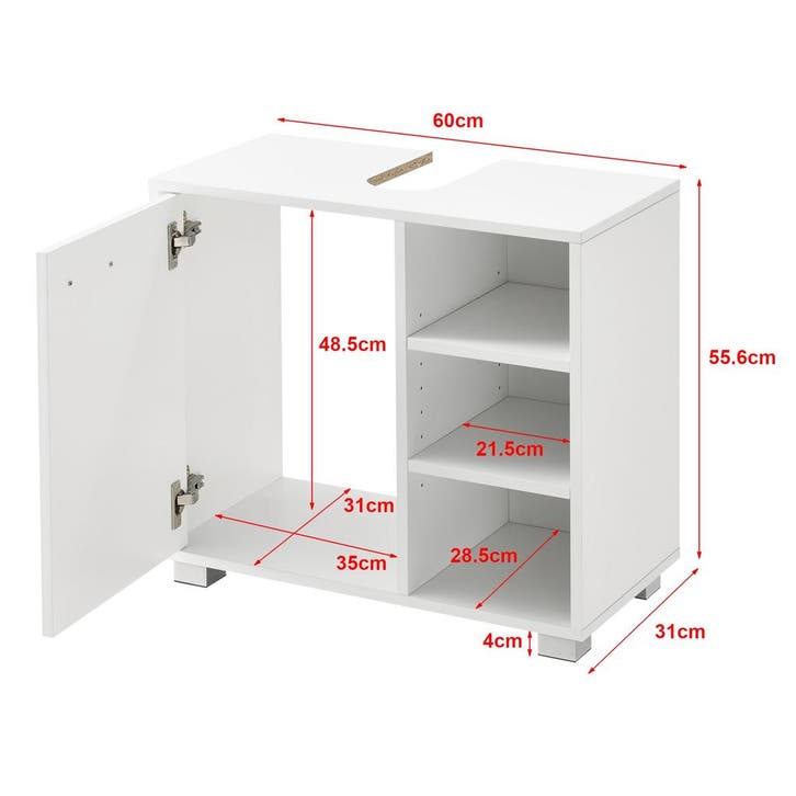 Wastafelonderkast badkamermeubel 55,6x60x31 cm wit, Huis en Inrichting, Badkamer | Badkamermeubels, Verzenden
