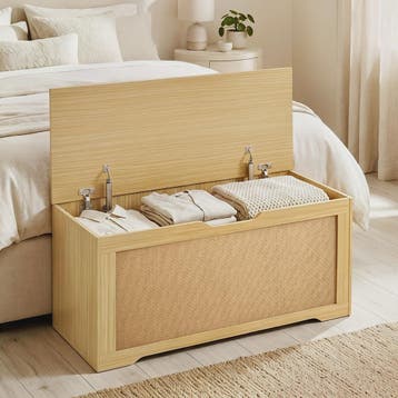 HOMCOM Rotan Opbergkist 136L - Bank met Veiligheidsscharnier, Huis en Inrichting, Verzenden, Nieuw